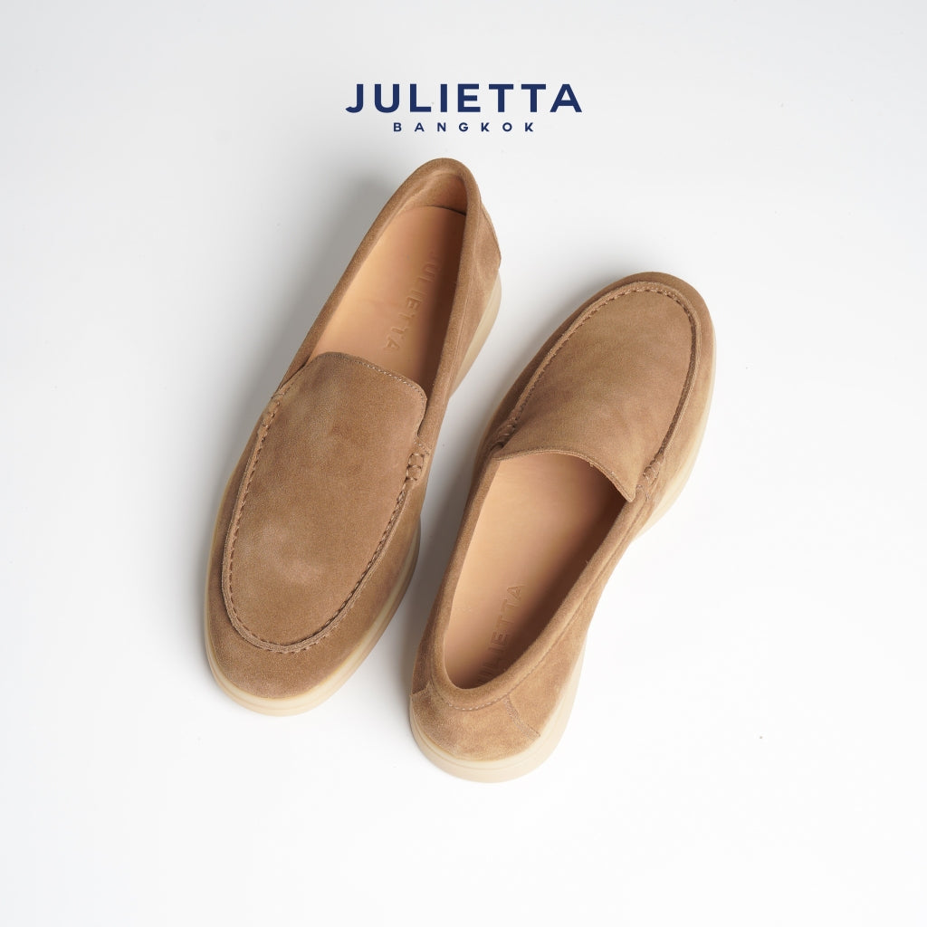 JULIETTA - CARLO Suede Loafer : Camel Brown (Unlined)