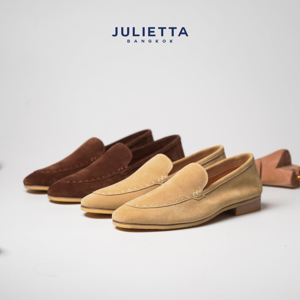 JULIETTA - Marco Suede Loafers : Beige (Unlined)