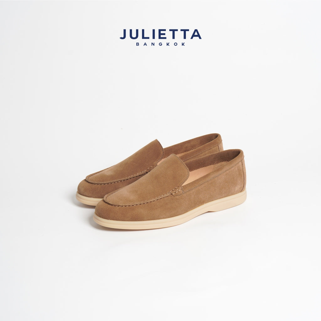 JULIETTA - CARLO Suede Loafer : Camel Brown (Unlined)