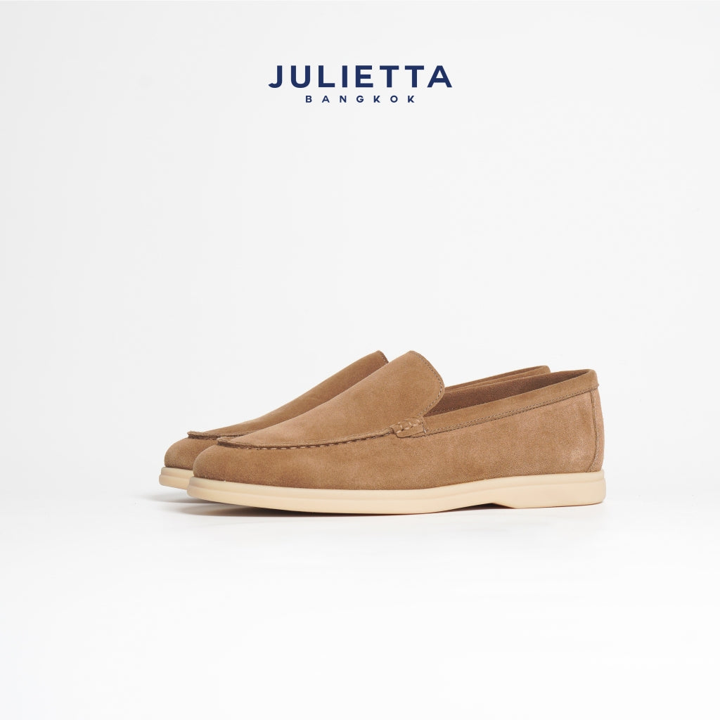 JULIETTA - CARLO Suede Loafer : Camel Brown (Unlined)
