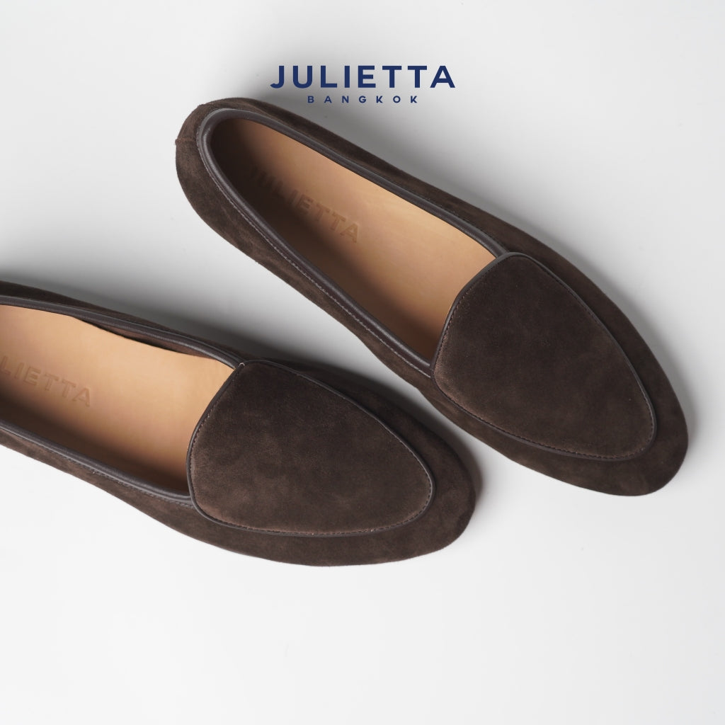 JULIETTA - Belgian Loafer Suede : Brown (Unlined)