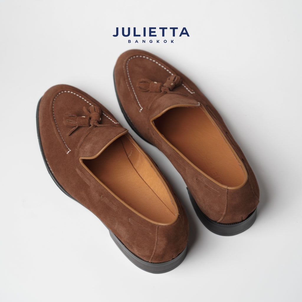 JULIETTA - Tassel Loafer Suede : Brown
