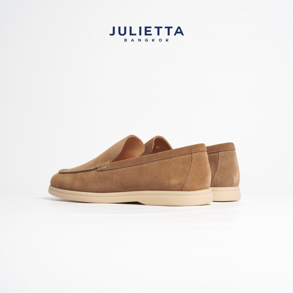 JULIETTA - CARLO Suede Loafer : Camel Brown (Unlined)