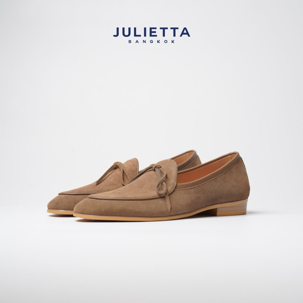 JULIETTA - SANDRO String Loafer Suede : Camel Brown (Unlined)