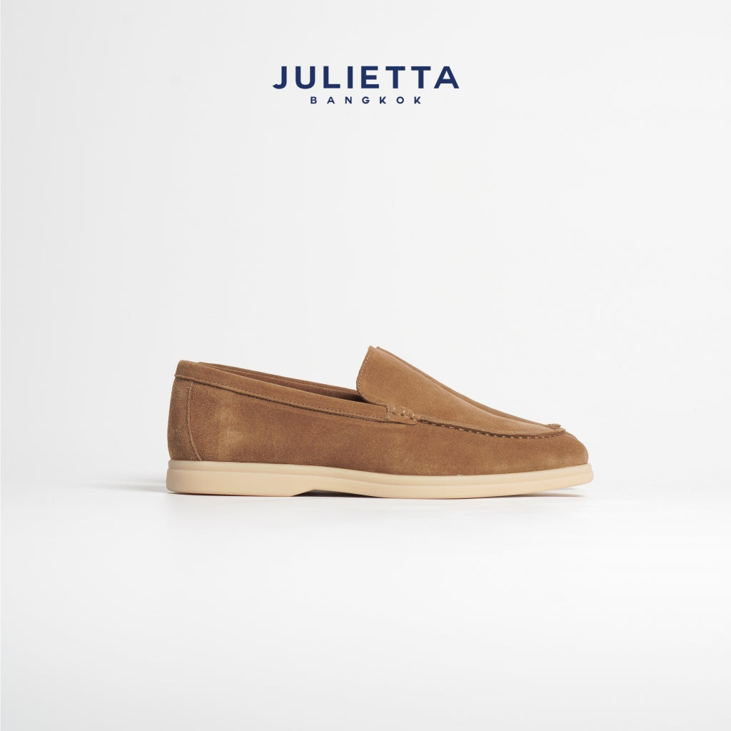 JULIETTA - CARLO Suede Loafer : Camel Brown (Unlined)