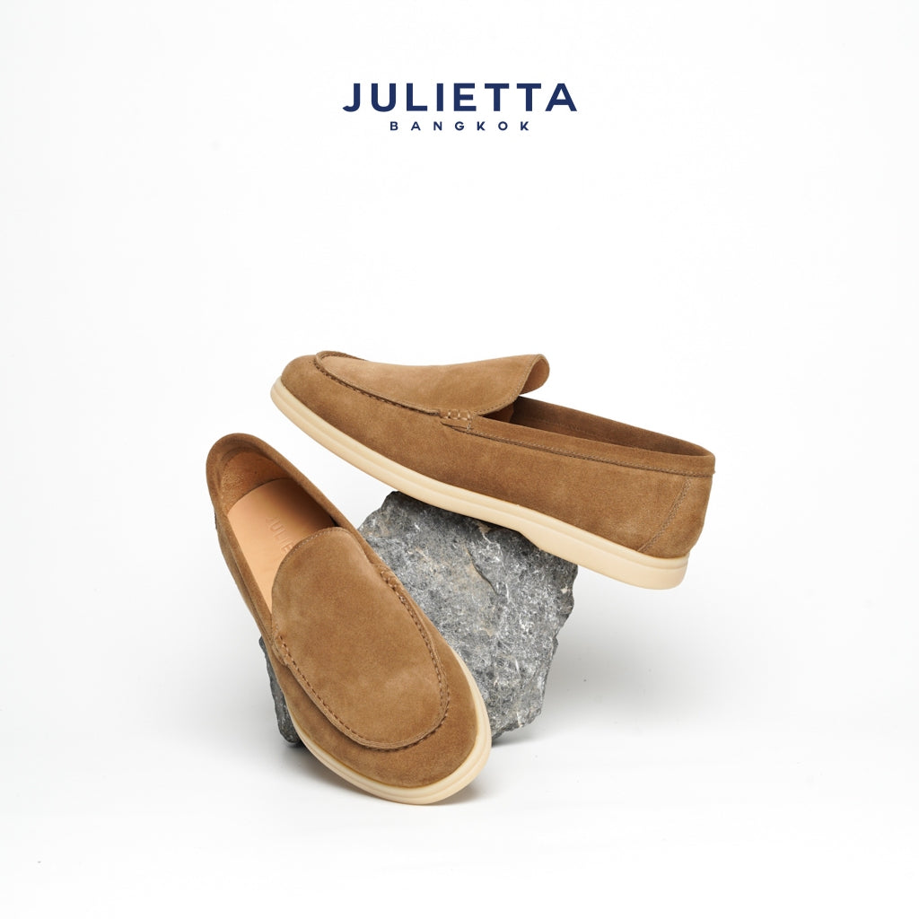 JULIETTA - CARLO Suede Loafer : Camel Brown (Unlined)