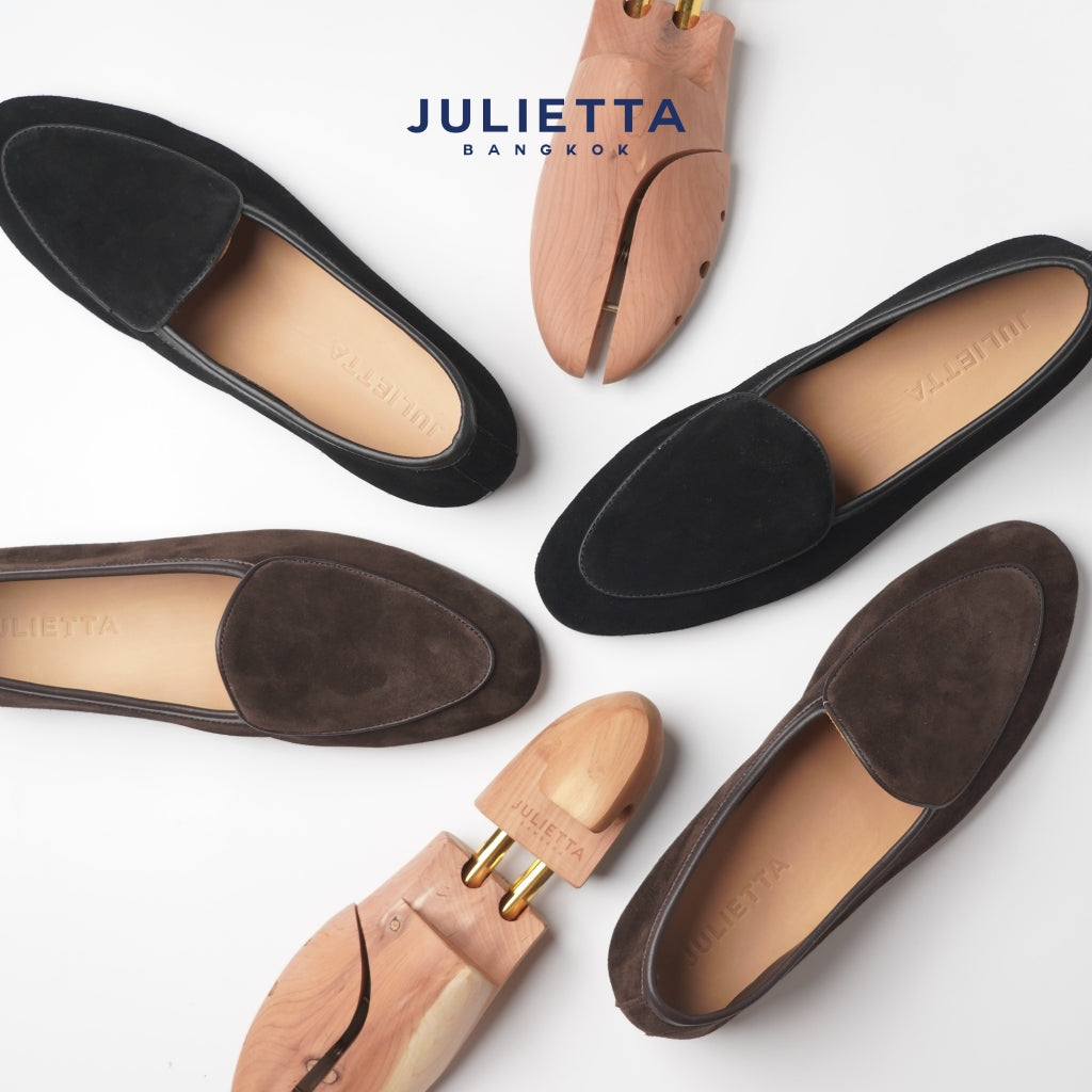 JULIETTA - Belgian Loafer Suede : Black (Unlined)
