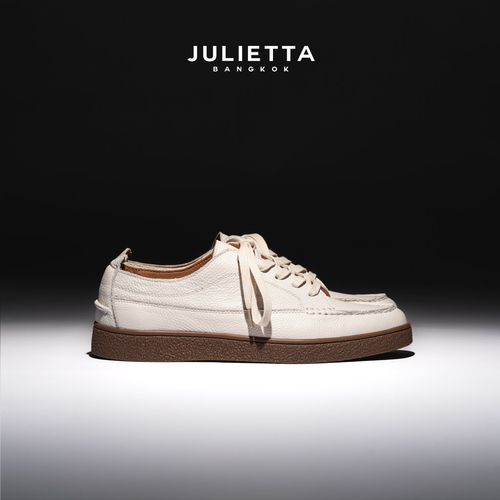 JULIETTA - ANDRE Calfskin Sneaker : Offwhite (Unlined)