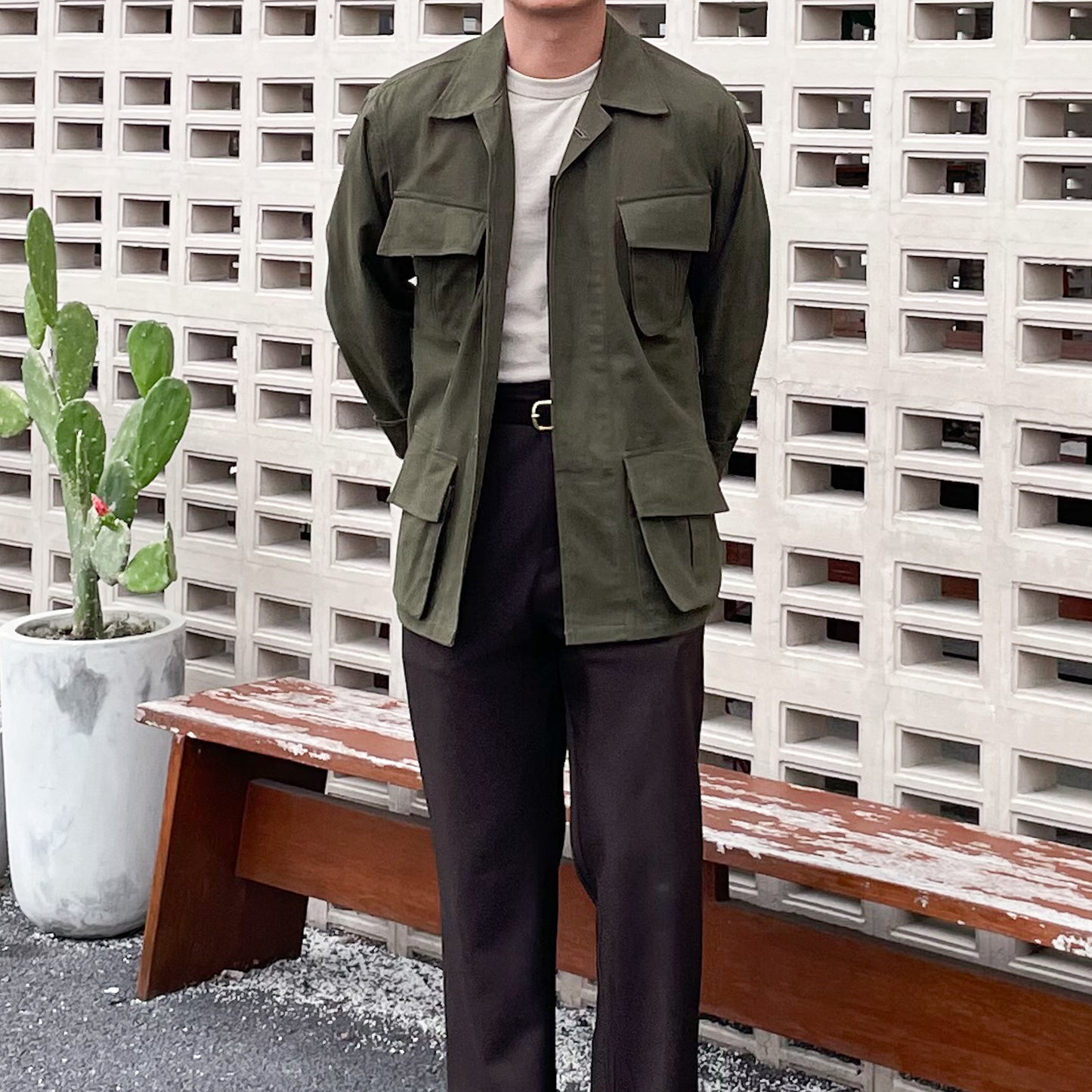 Contemp Jungle Jacket Olive Cotton Soft