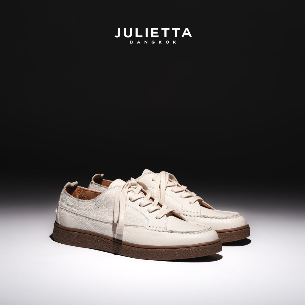 JULIETTA - ANDRE Calfskin Sneaker : Offwhite (Unlined)