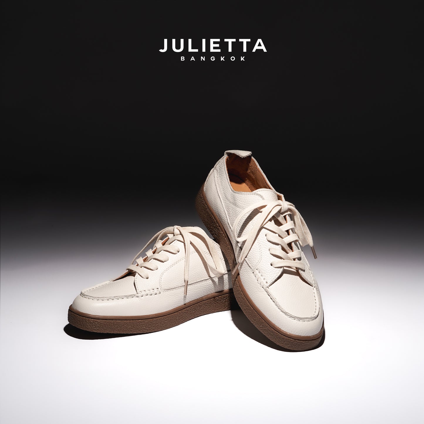 JULIETTA - ANDRE Calfskin Sneaker : Offwhite (Unlined)