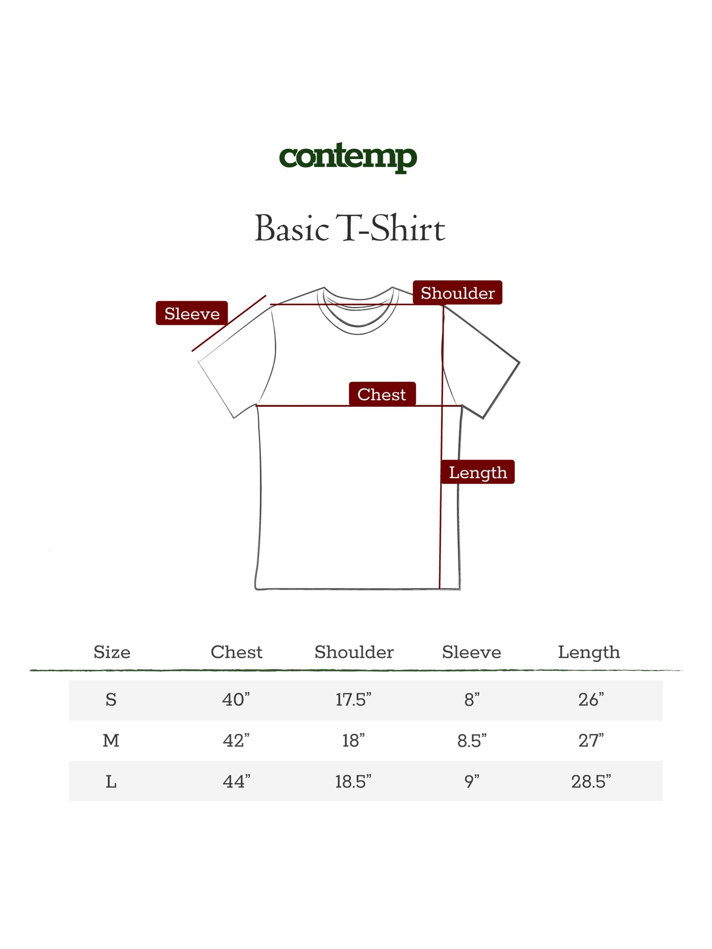 Contemp Basic T-shirt : 100% Cotton