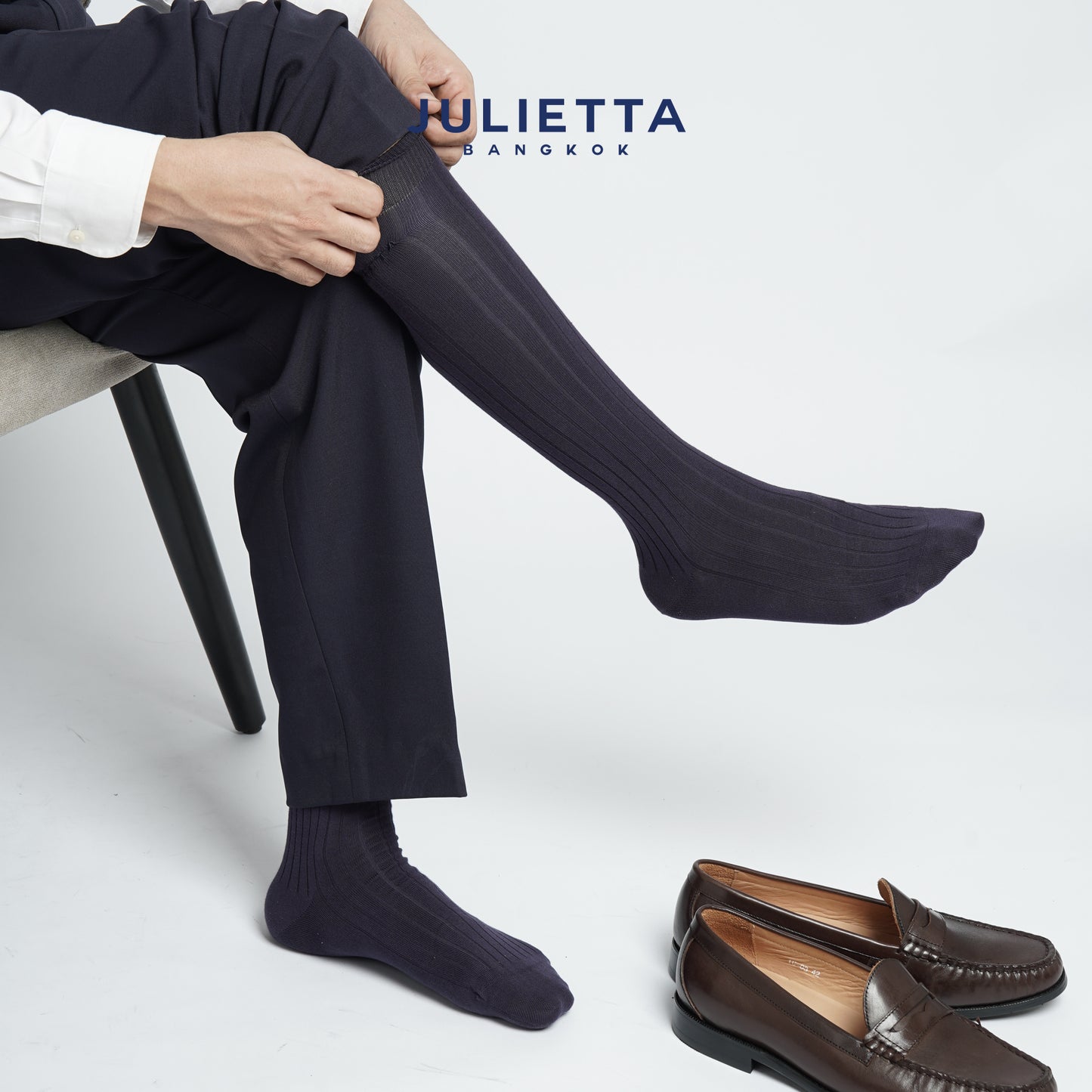 JULIETTA - Dress Knee High Socks - Premium Cotton Fabric ถุงเท้ายาวถึงเข่า Rib