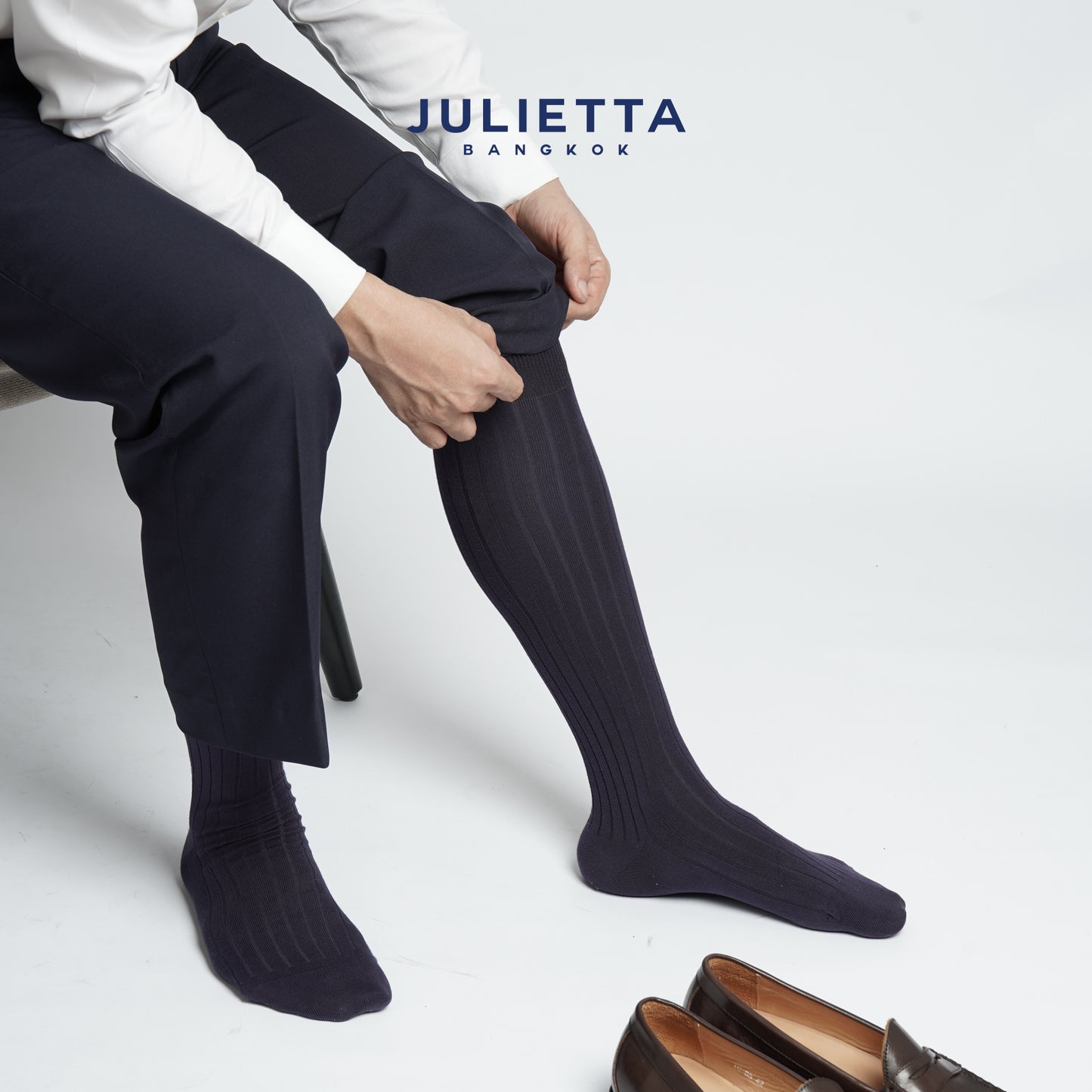 JULIETTA - Dress Knee High Socks - Premium Cotton Fabric ถุงเท้ายาวถึงเข่า Rib