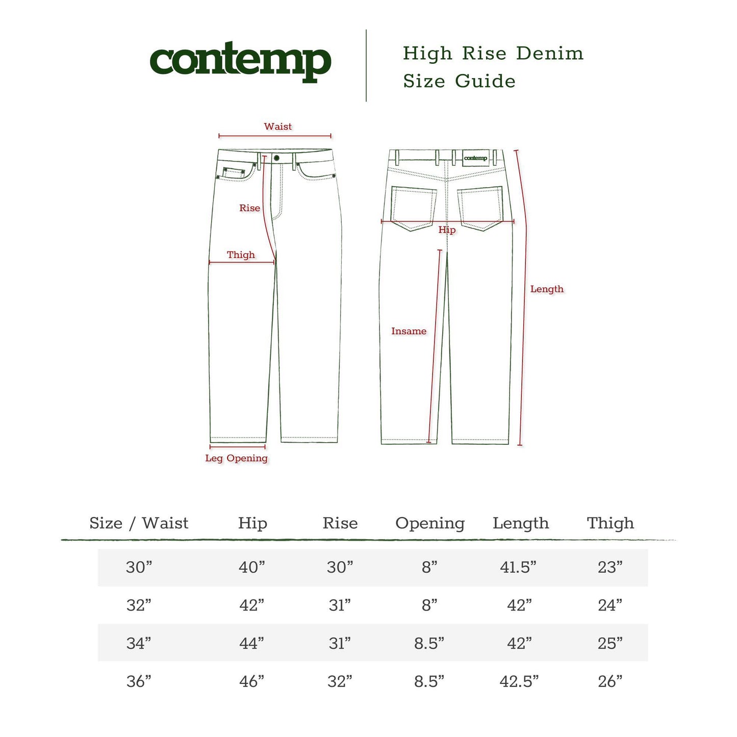 Contemp High-Rise Denim Black (Stone Wash) กางเกงยีนส์เอวสูงสีดำ