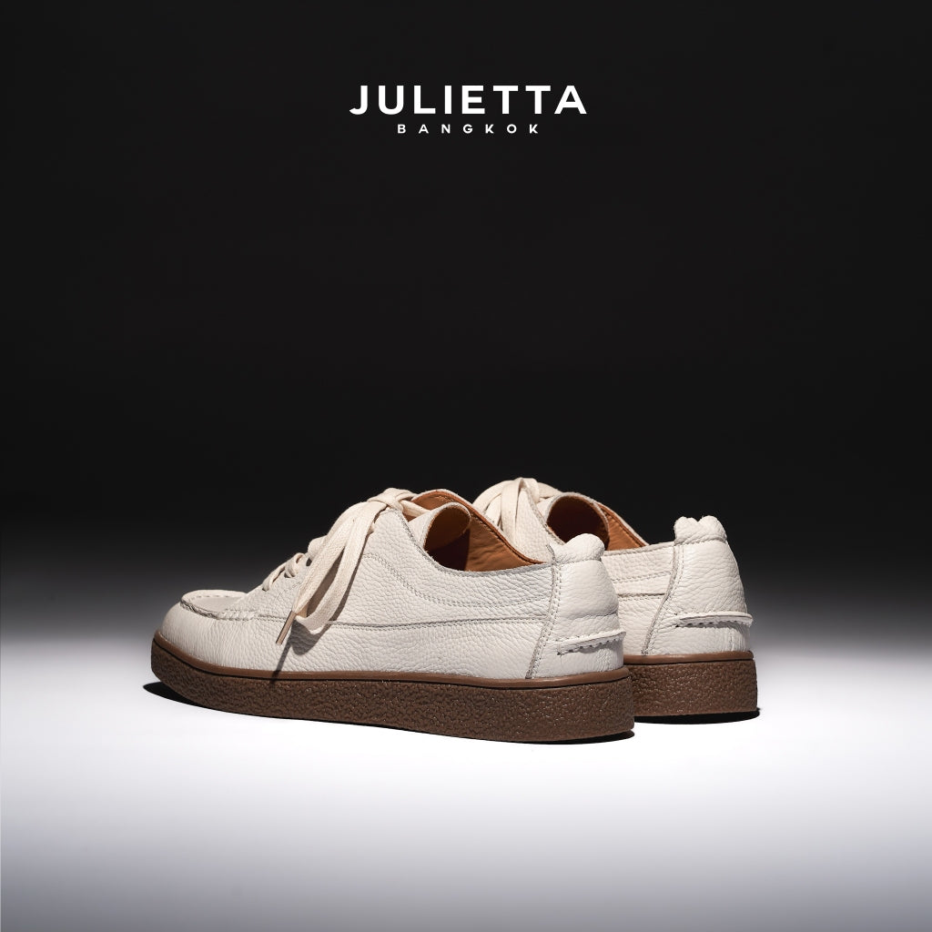 JULIETTA - ANDRE Calfskin Sneaker : Offwhite (Unlined)