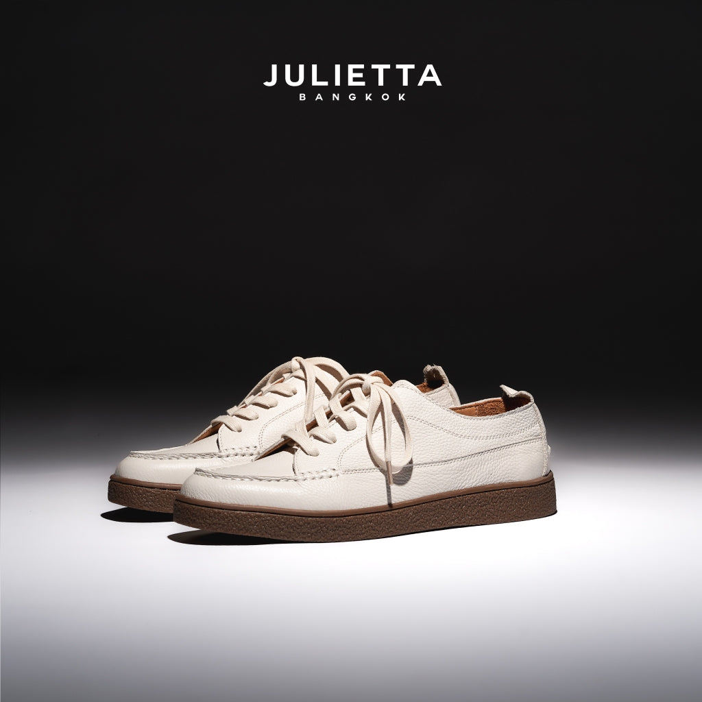 JULIETTA - ANDRE Calfskin Sneaker : Offwhite (Unlined)