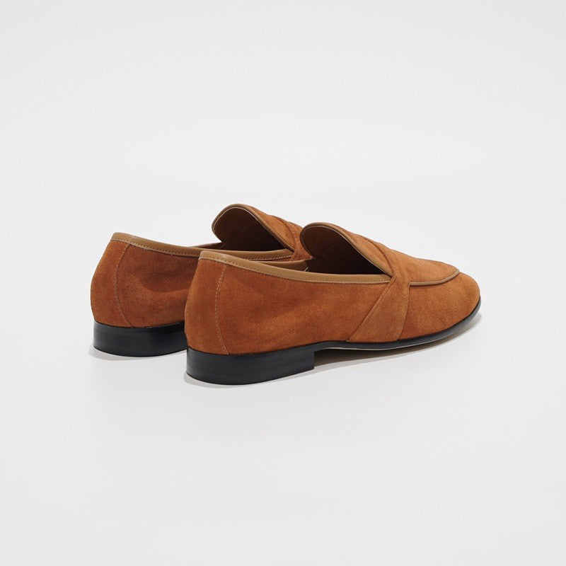 JULIETTA - Full Strap Penny Loafer Suede : Orange (Unlined)