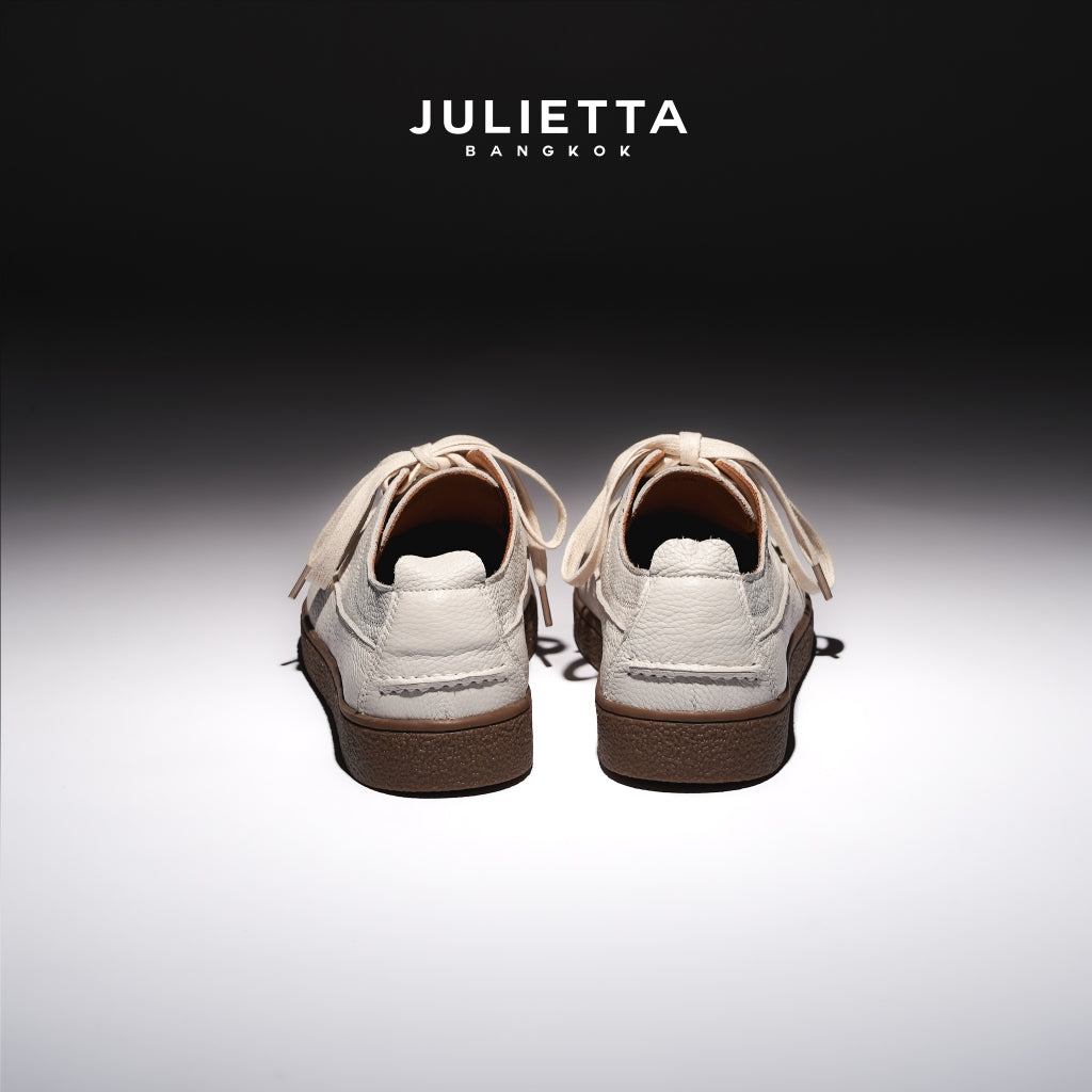 JULIETTA - ANDRE Calfskin Sneaker : Offwhite (Unlined)