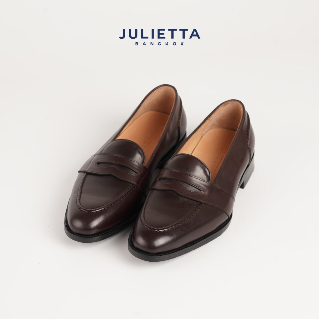 JULIETTA - MONTE Full Strap Penny Loafer Calfskin : Browm