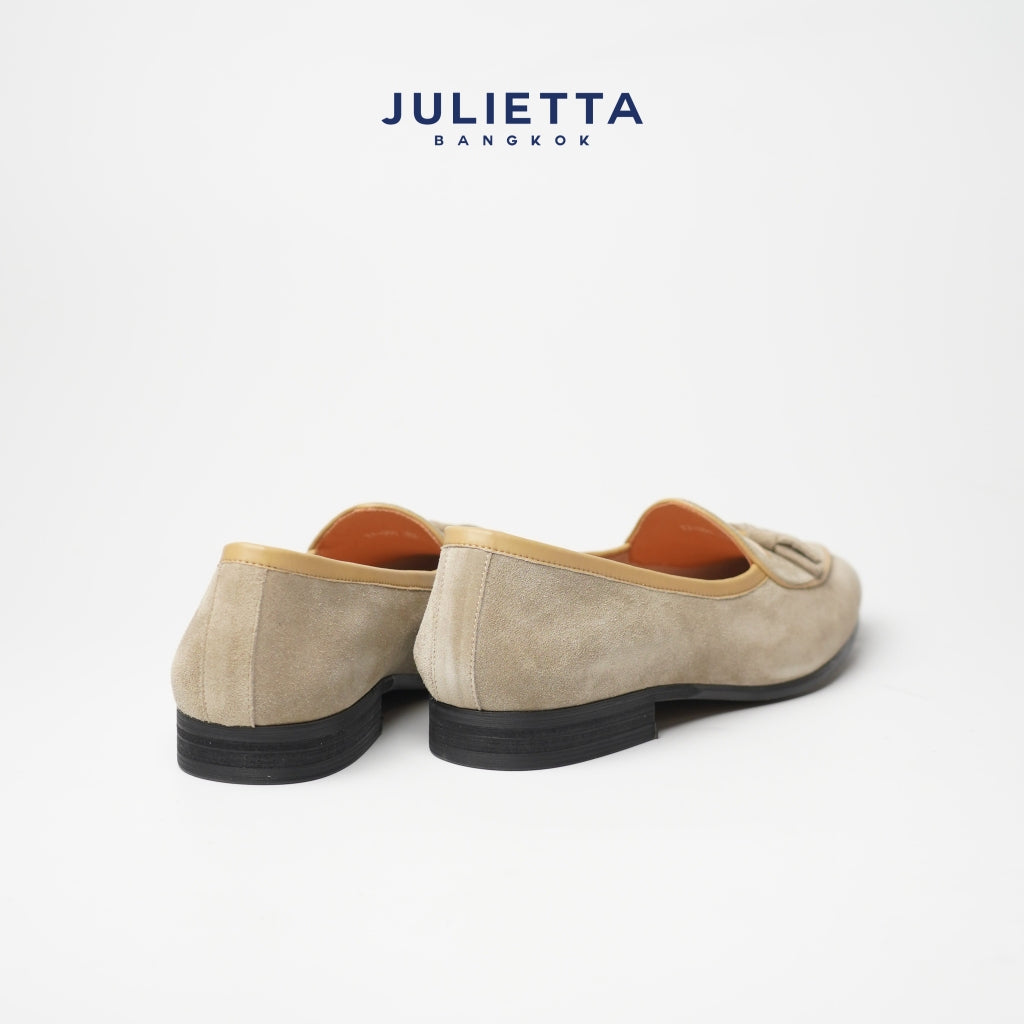 JULIETTA - Tassel Belgian Loafer Suede : Beige (Unlined)