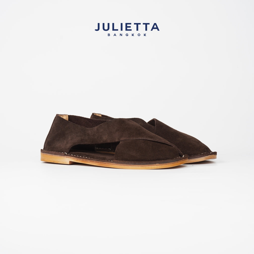 JULIETTA - FONTE Suede Sandal : Brown (Unlined)