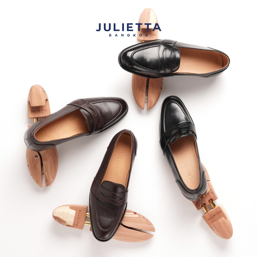 JULIETTA - MONTE Full Strap Penny Loafer Calfskin : Black