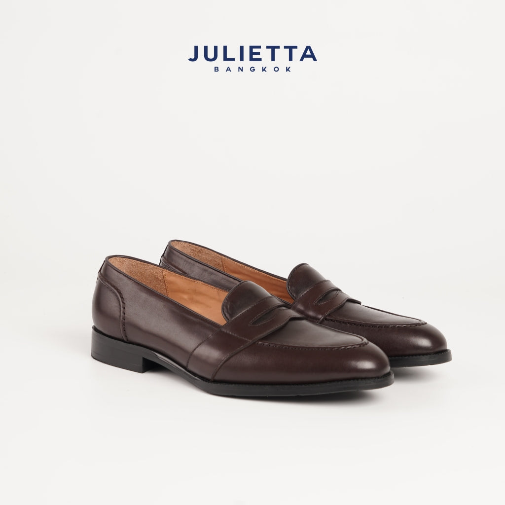 JULIETTA - MONTE Full Strap Penny Loafer Calfskin : Browm