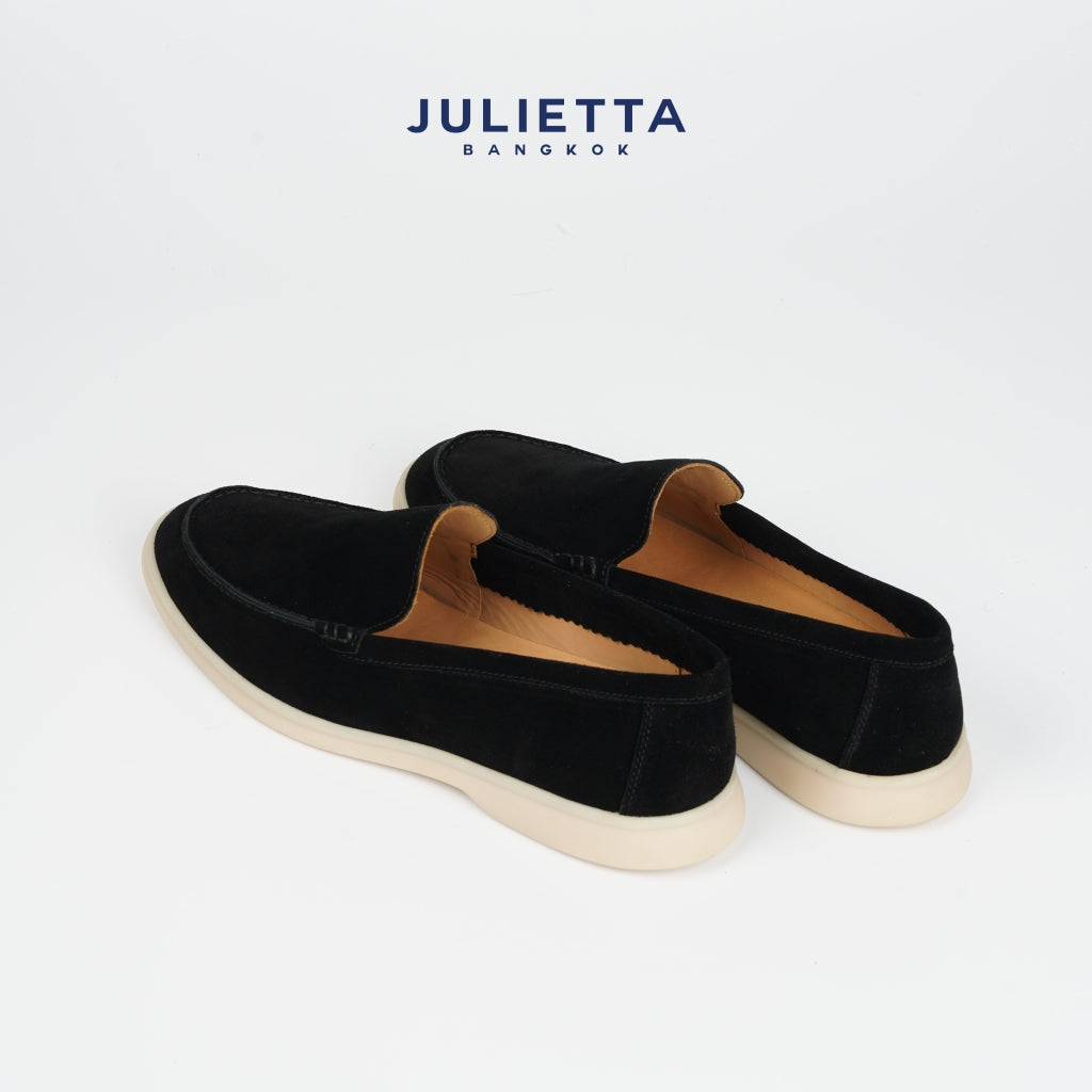 JULIETTA - CARLO Suede Loafer : Black (Unlined)