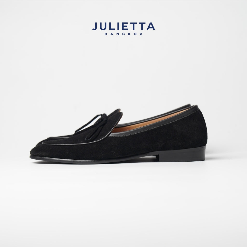 JULIETTA - SANDRO String Loafer Suede : Black (Unlined)