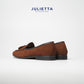 JULIETTA - Tassel Belgian Loafer Suede : Brown (Unlined)