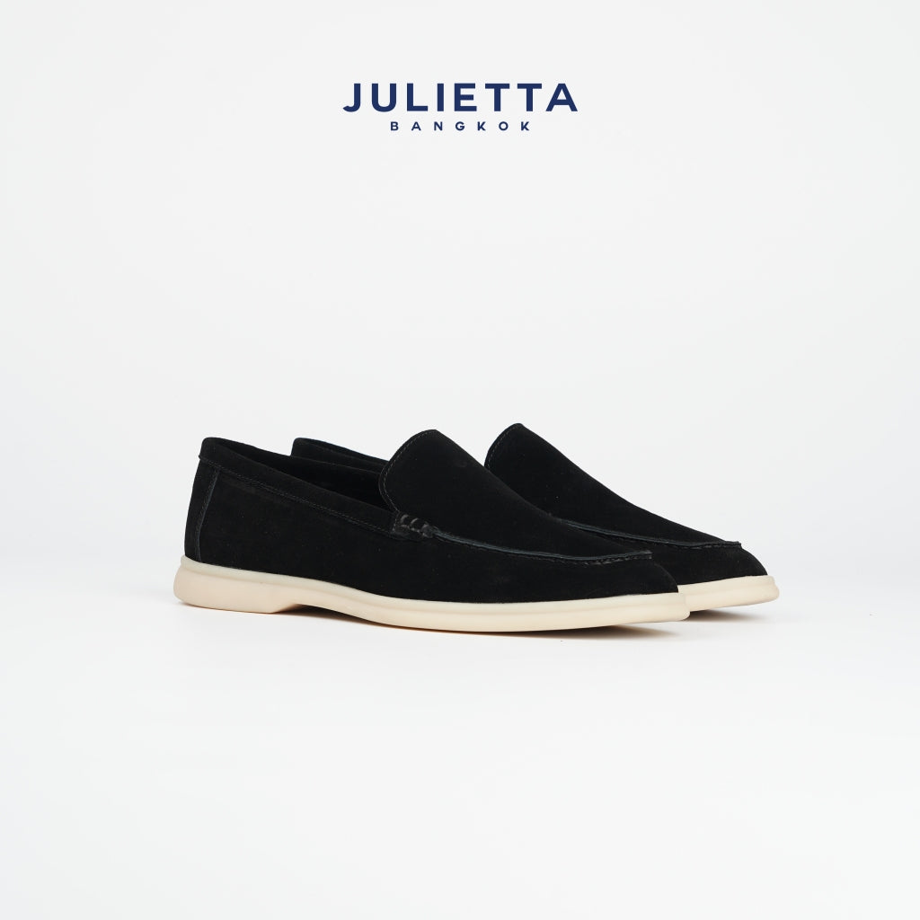 JULIETTA - CARLO Suede Loafer : Black (Unlined)