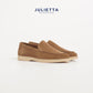 JULIETTA - CARLO Suede Loafer : Camel Brown (Unlined)