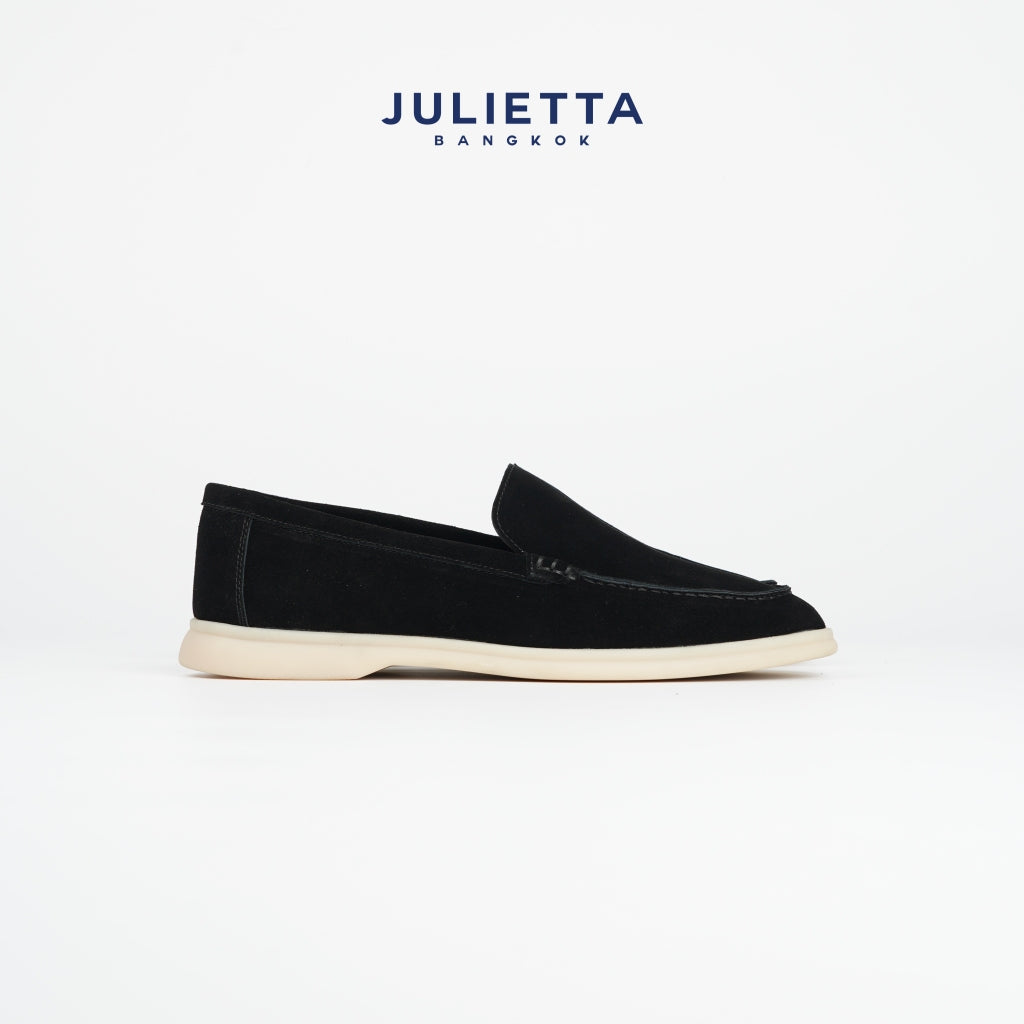 JULIETTA - CARLO Suede Loafer : Black (Unlined)