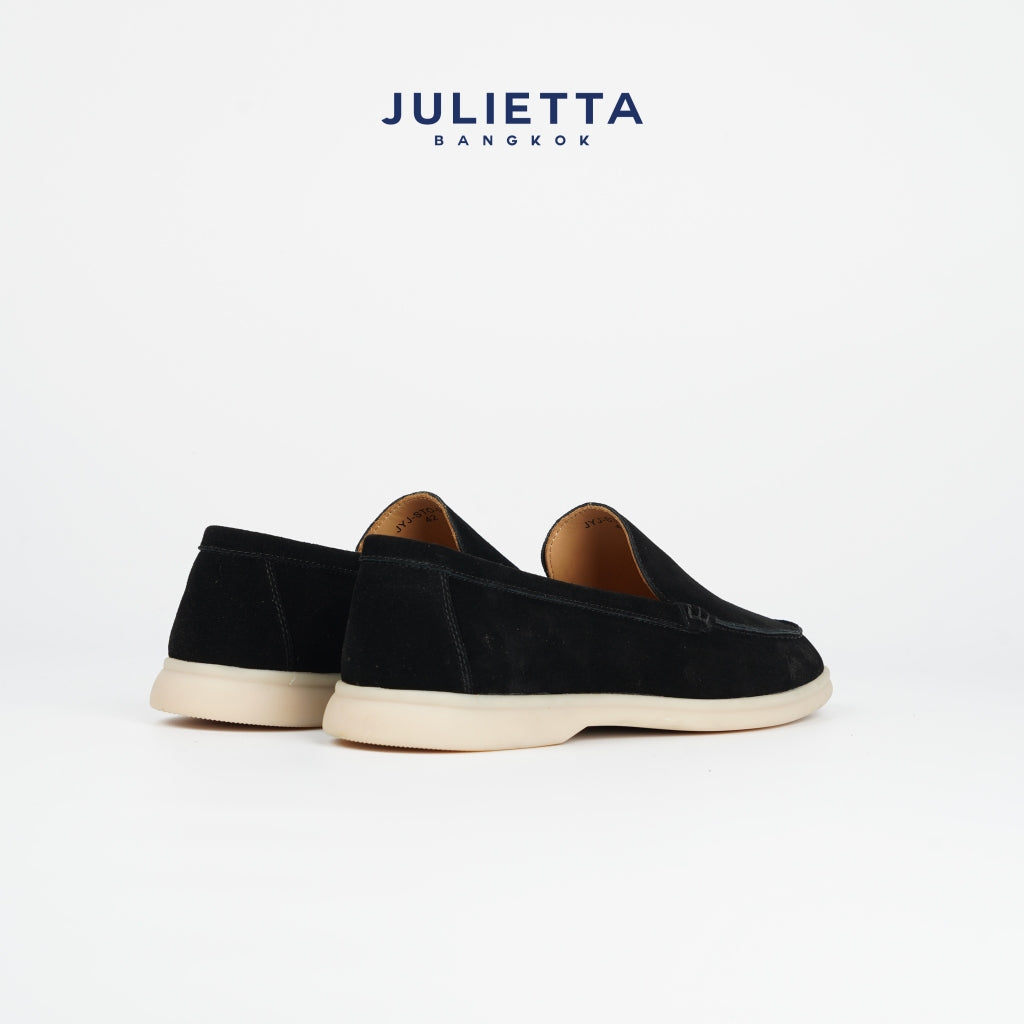 JULIETTA - CARLO Suede Loafer : Black (Unlined)