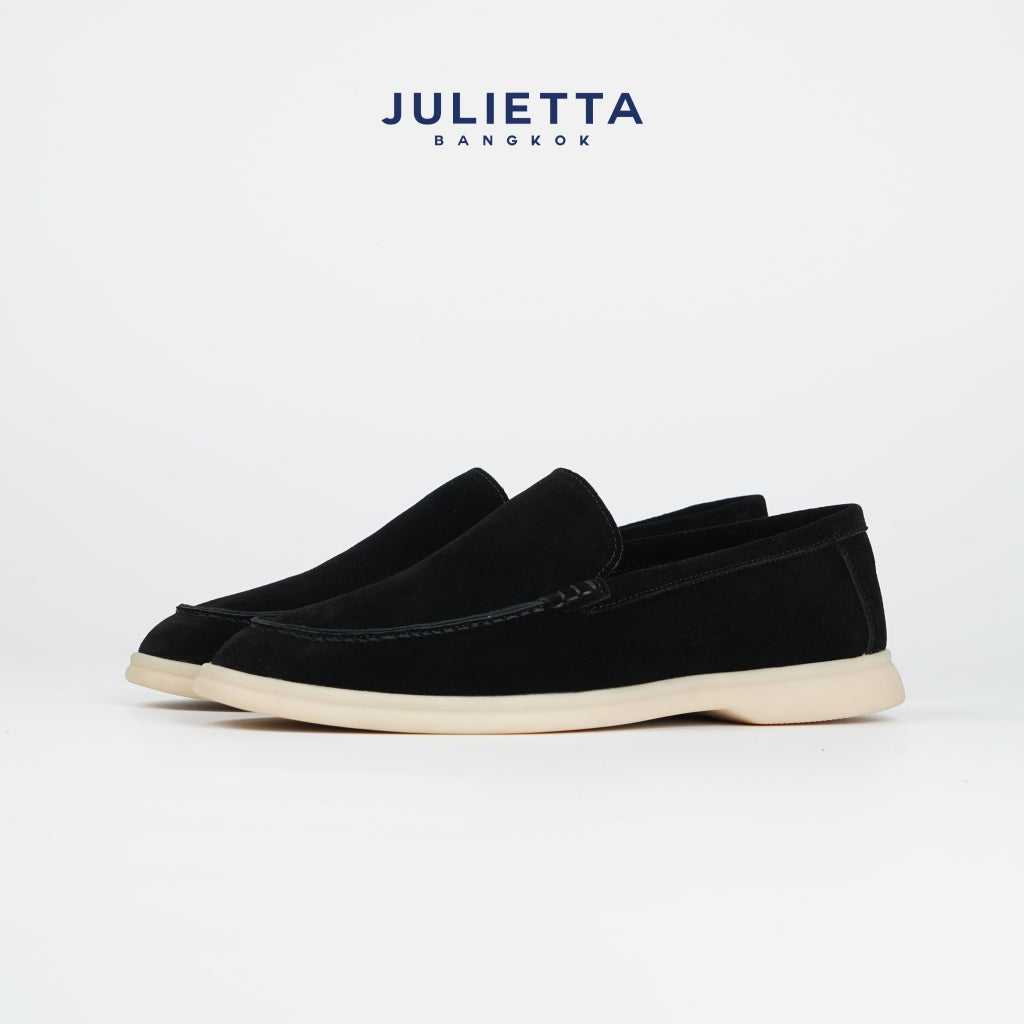 JULIETTA - CARLO Suede Loafer : Black (Unlined)