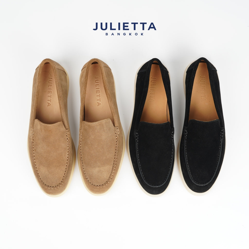 JULIETTA - CARLO Suede Loafer : Black (Unlined)