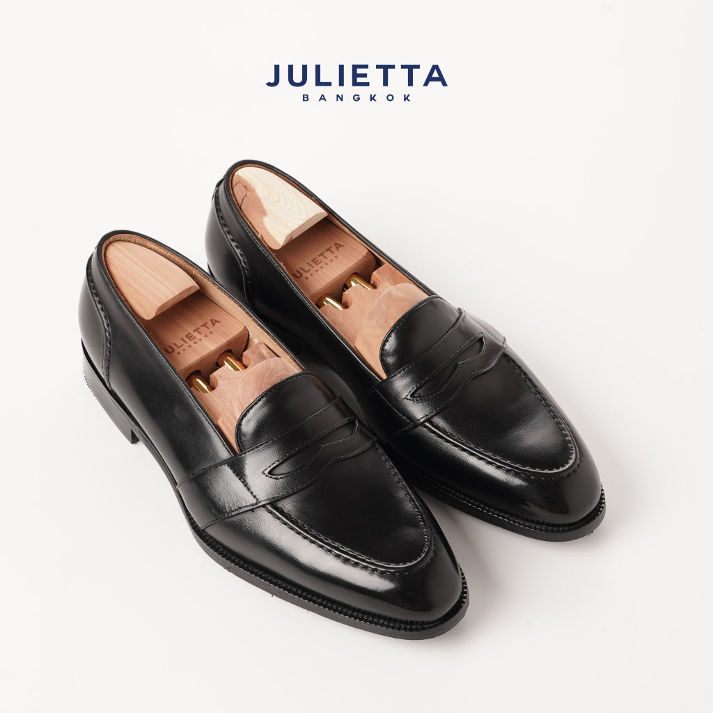 JULIETTA - MONTE Full Strap Penny Loafer Calfskin : Black