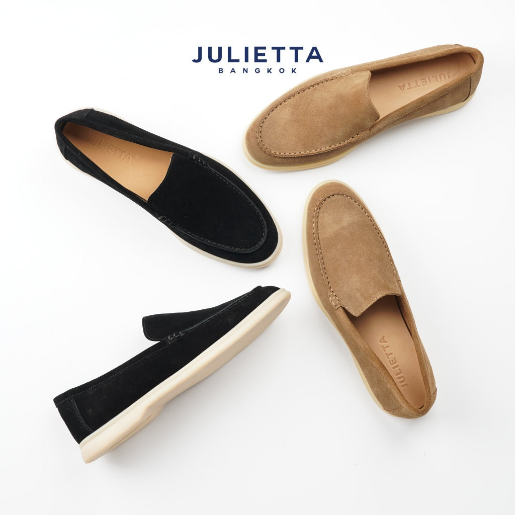 JULIETTA - CARLO Suede Loafer : Black (Unlined)