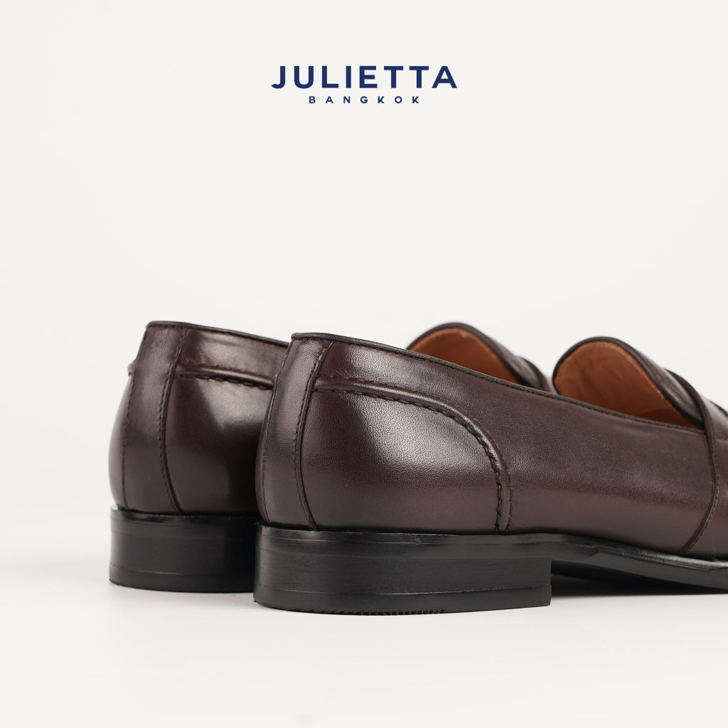 JULIETTA - MONTE Full Strap Penny Loafer Calfskin : Browm