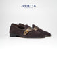 JULIETTA - Buckle Belgian Loafer Suede : Brown (Unlined)