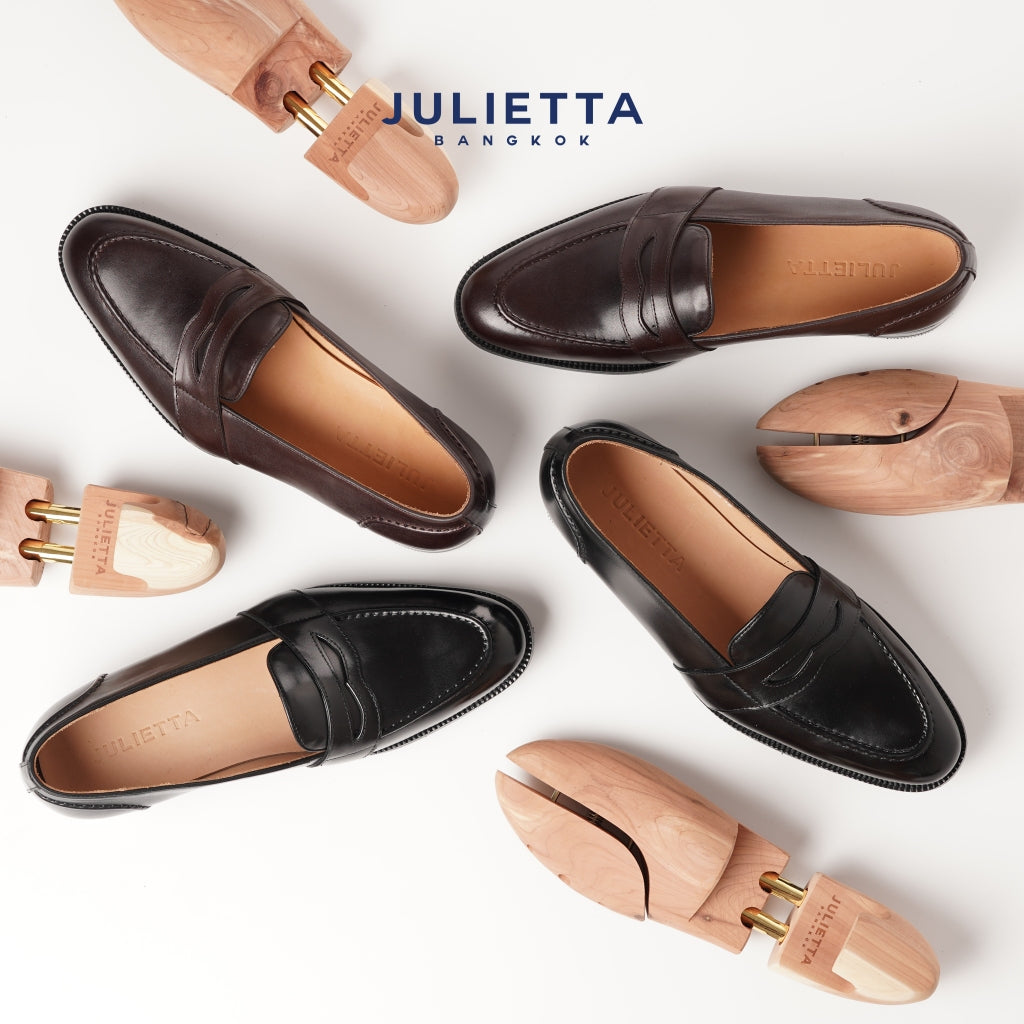 JULIETTA - MONTE Full Strap Penny Loafer Calfskin : Black