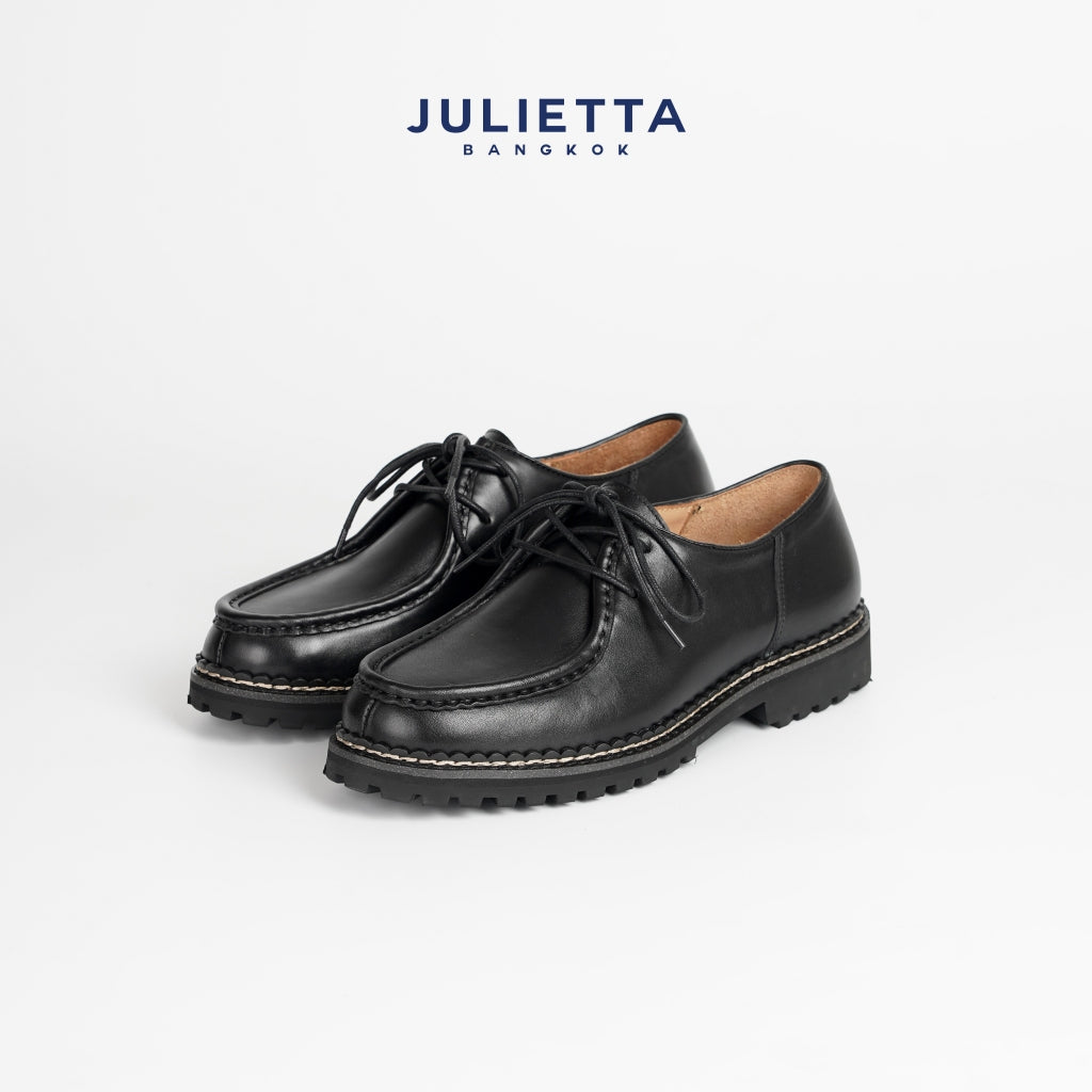 JULIETTA - BRUNO Rugged Lace-up : Black Calfskin