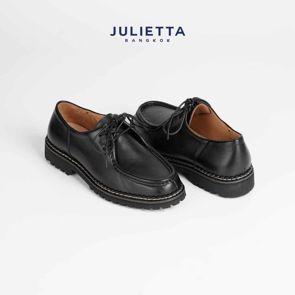 JULIETTA - BRUNO Rugged Lace-up : Black Calfskin