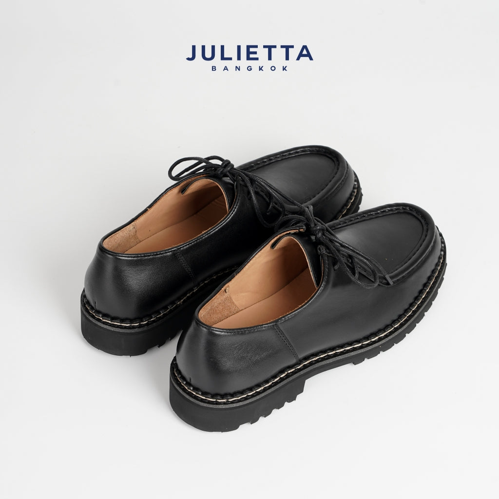 JULIETTA - BRUNO Rugged Lace-up : Black Calfskin