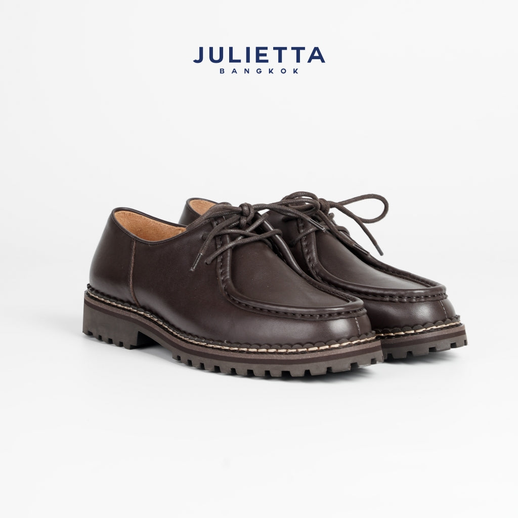 JULIETTA - BRUNO Rugged Lace-up : Brown Calfskin