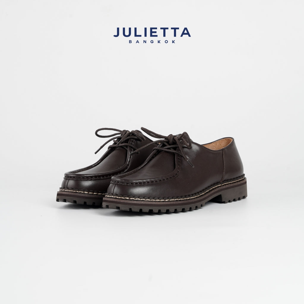 JULIETTA - BRUNO Rugged Lace-up : Brown Calfskin