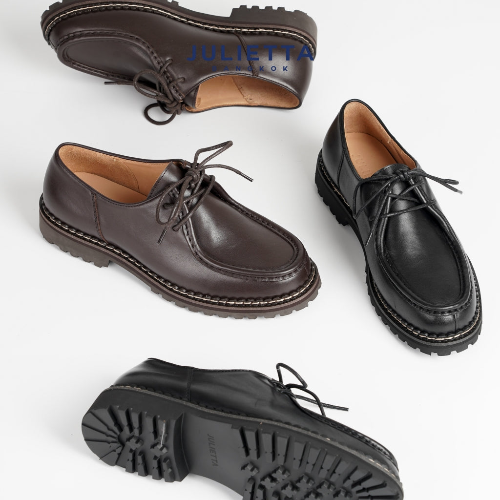 JULIETTA - BRUNO Rugged Lace-up : Black Calfskin – Julietta Bangkok