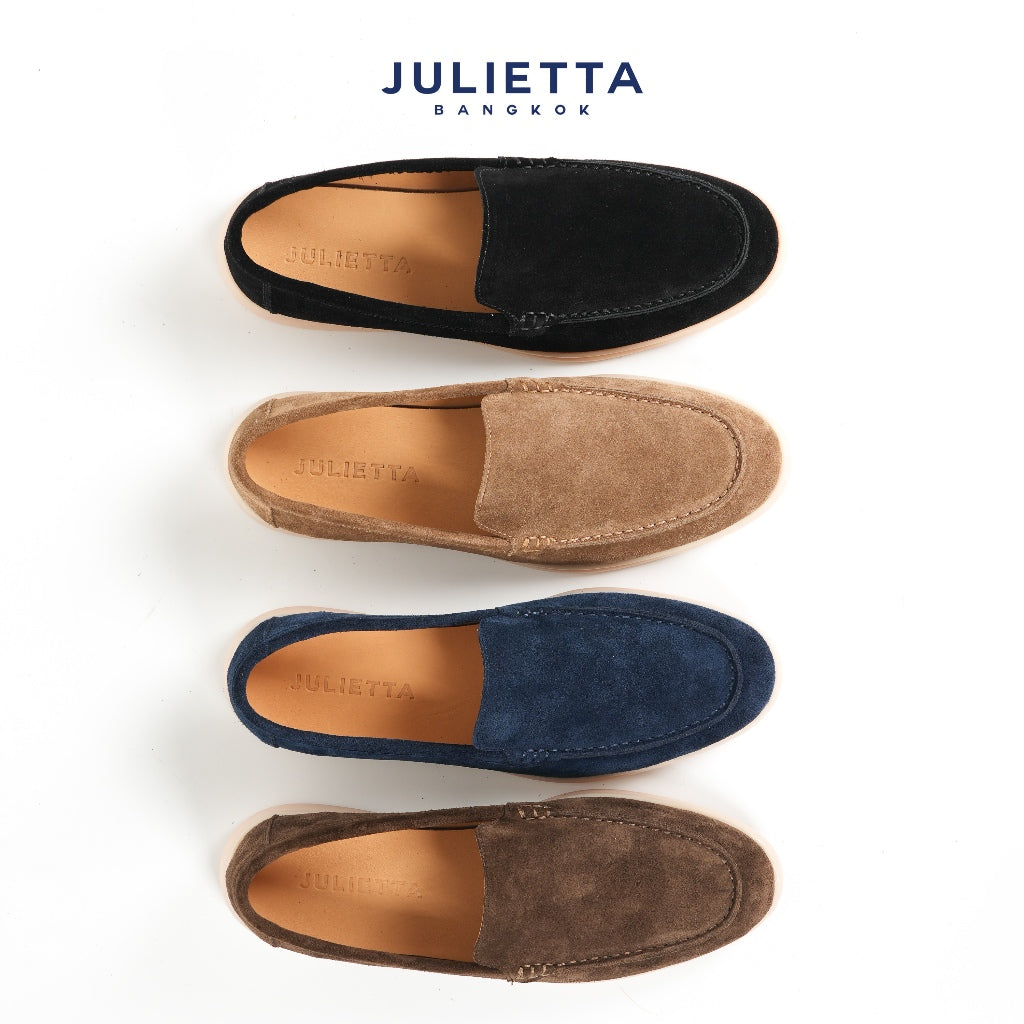 JULIETTA - CARLO Suede Loafer : Navy (Unlined)