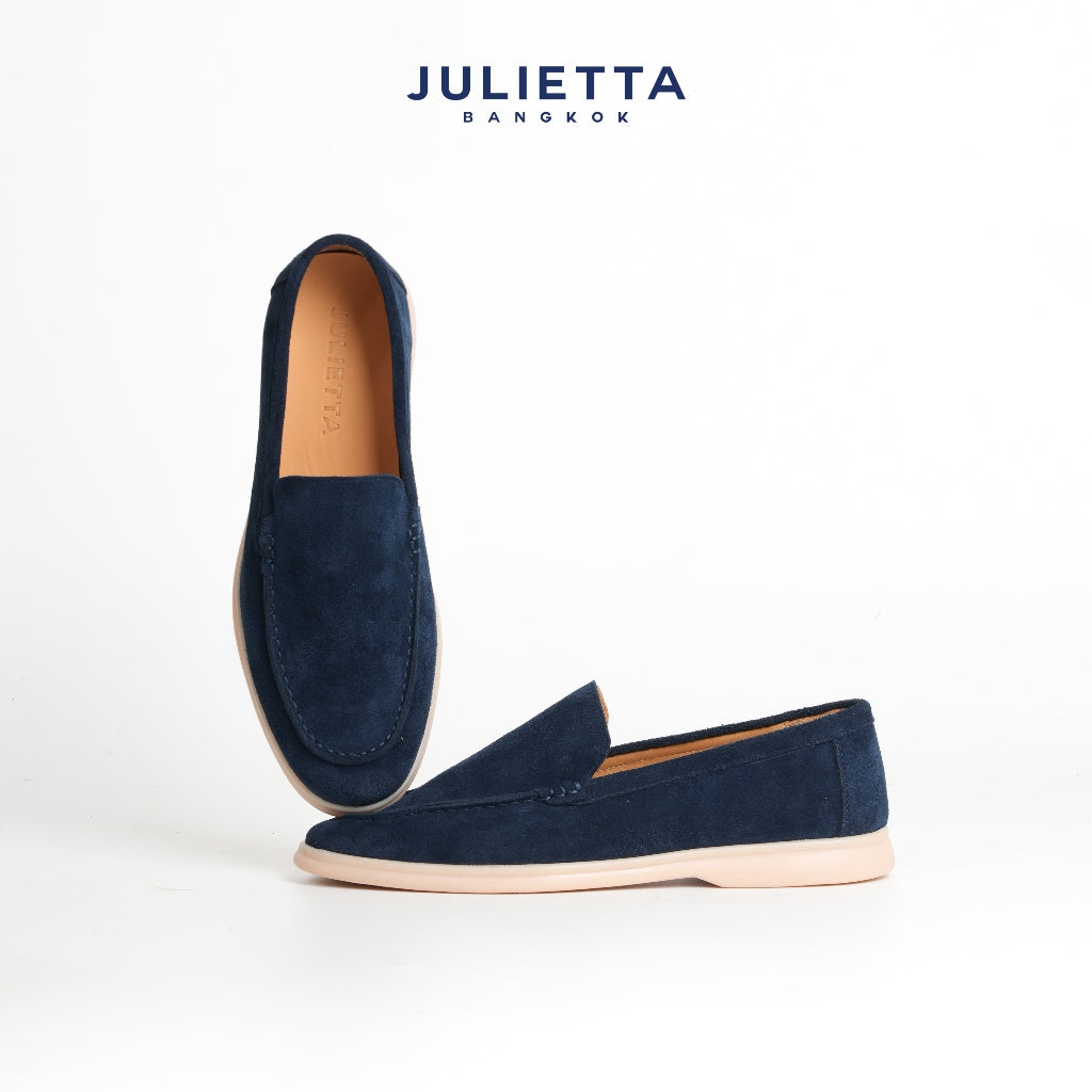 JULIETTA - CARLO Suede Loafer : Navy (Unlined)